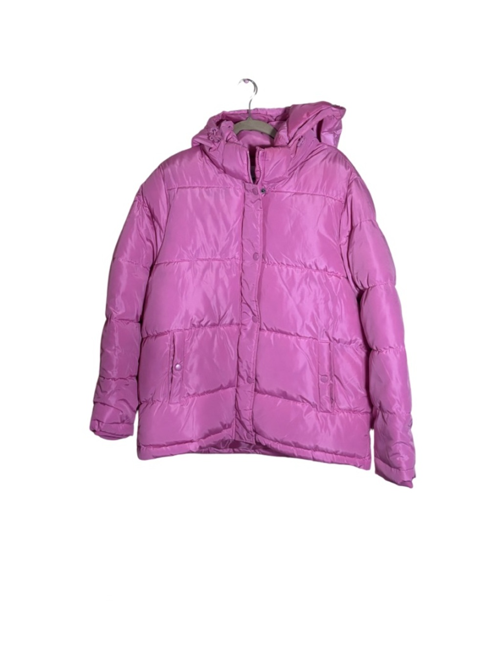 Fashion Nova Hooded Puffer Jacket in Vibrant Pink